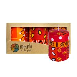 3 hand painted candles in gift box, Zahabu