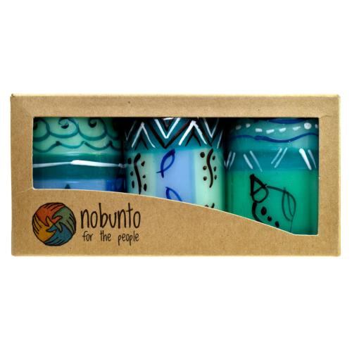 3 hand painted candles in gift box, Samaki