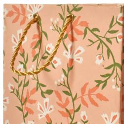 Gift Bag Handmade Paper Floral Design on Pink 13 x 18 x 7cm