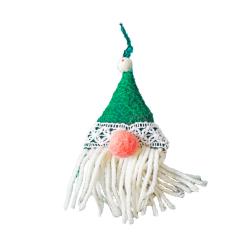 Hanging Decoration Handcrafted Felt Santa Gnome Green Hat