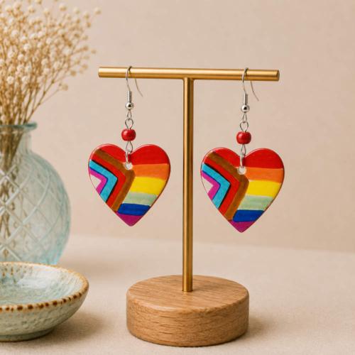 Earrings Rainbow Heart 2.8 x 2.3cm