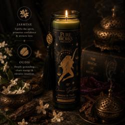 Candle in Glass Jar Esoteric Divine Goddess, Jasmine and Oud 300g