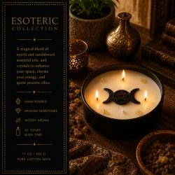 Candle with Gemstone Esoteric Boho Dreams, Myrrh + Sandalwood 200g