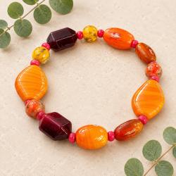 Bracelet Glass Beads Orange / Yellow / Black