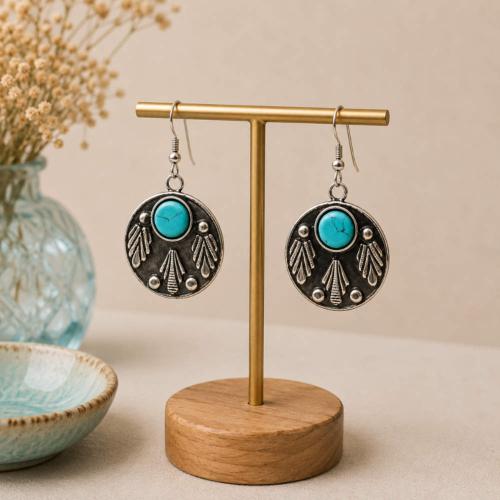 Earrings Circular with Semi Precious Stone
