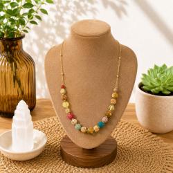 Necklace with Soapstone and Recycled Beads Multicoloured