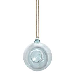 Terrarium recycled glass jute rope to hang 15cm diameter, plants not included