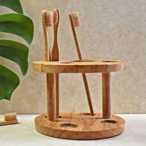 Multiple toothbrush holder/bathroom organisation Jempinis wood