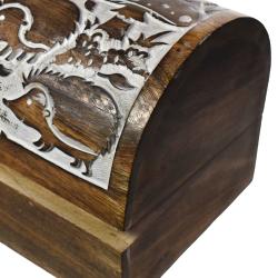 Jewellery/Trinket trunk box, Mango wood, mushroom and hedgehog design