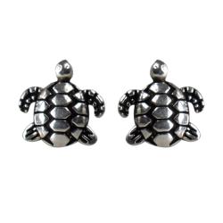 Ear studs, silver colour, Turtle