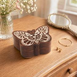 Puzzle Box Butterfly Shape Sheesham Wood 13 × 5 × 9cm