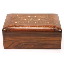 Wooden secret lock box, hand carved luxurious sheesham 15x10x6cm