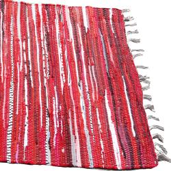 Rag rug, recycled material, red 80x120cm