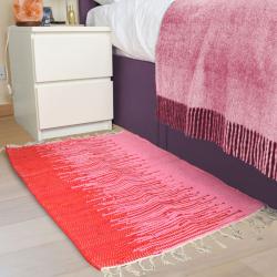 Rag rug, recycled cotton, red/pink gradient 80 x 120cm