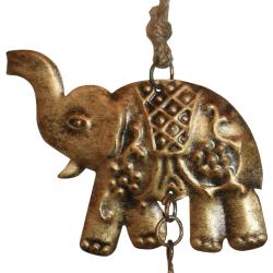 Hanging bell recycled wrought iron, elephant 10 x 13cm