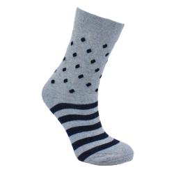 Socks Recycled Cotton / Polyester Stripes + Dots Grey Blue Shoe Size UK 3-7 Womens