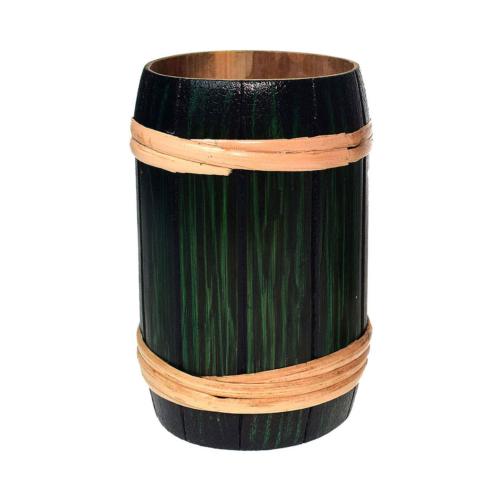 Single bamboo toothbrush holder/pencil pot barrel green height 12cm
