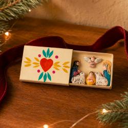 Mini Traditional Ceramic Matchbox Nativity Cream