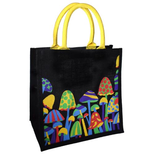 Jute shopping bag, Mushrooms 30x30cm