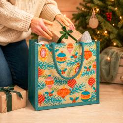 Jute Gift / Shopping Bag, Baubles 30x30cm