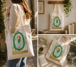 Tote Bag Recycled Cotton The World 36 x 40cm