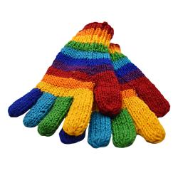 Rainbow knitted woollen gloves