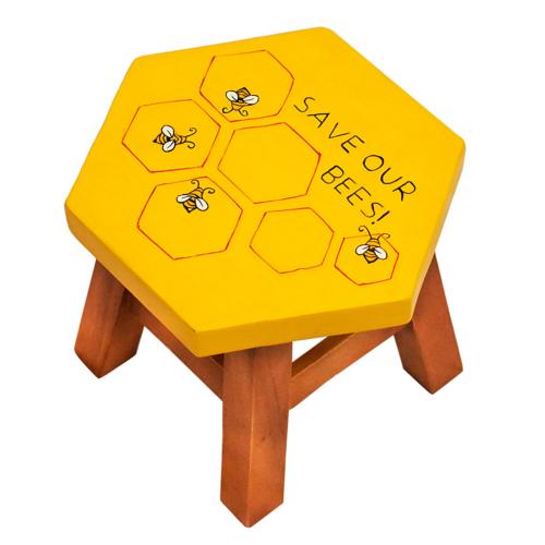 Child's wooden stool, save our bees