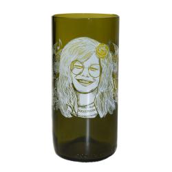 Tumbler made from recycled glass bottle, Janis Joplin 15cm
