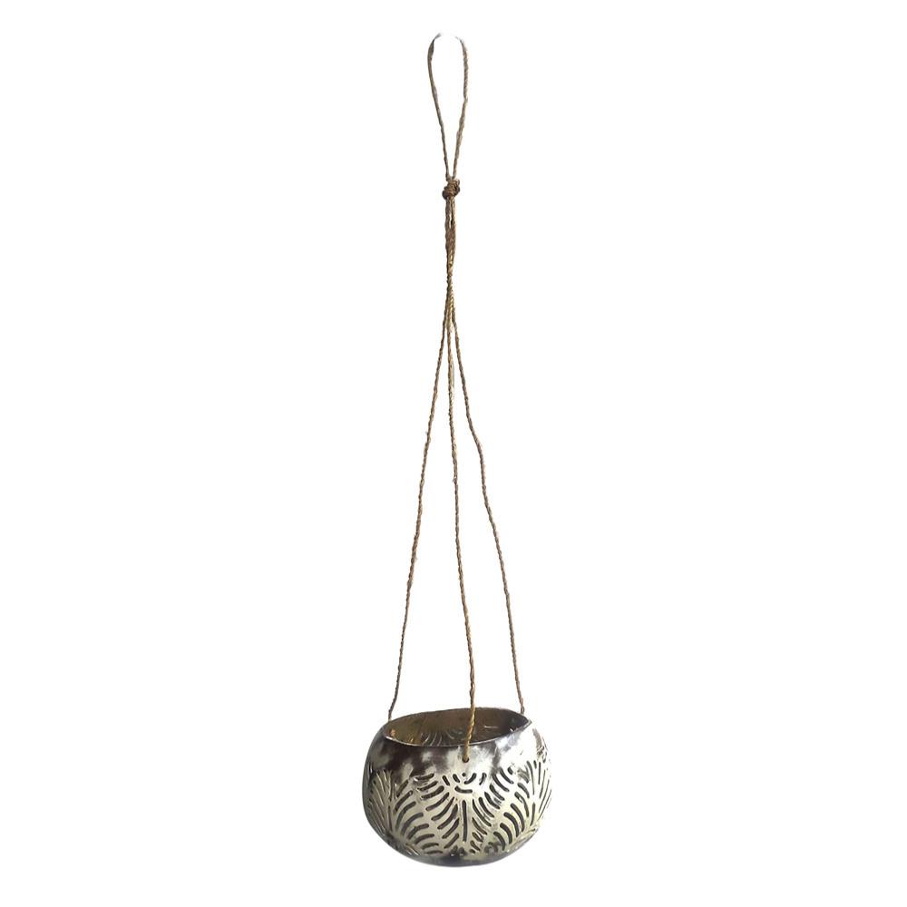 Silver Coconut hanging planterlight holder