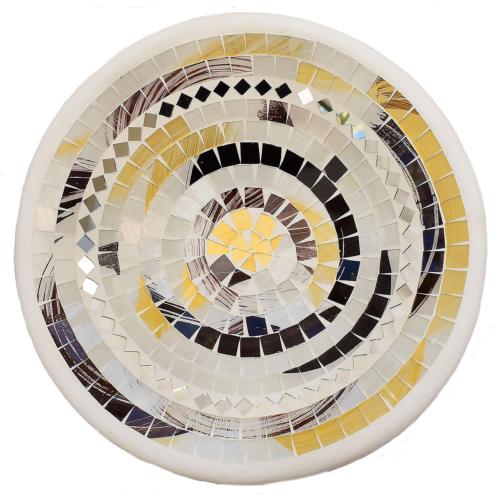 Bowl, mosaic, 28cm white/brown