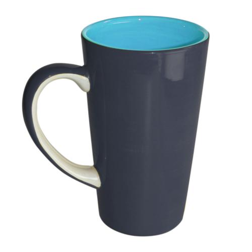 Tall Black and Blue hand-painted Mug, 15 x 8.5 cm