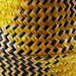 Woven seagrass basket, yellow & black 35cm