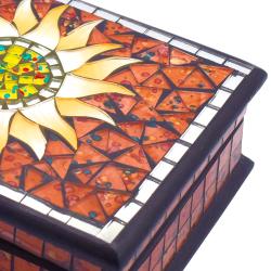 Jewellery box, glass mosaic, sun design 18 x 13.5 x 6.5cm