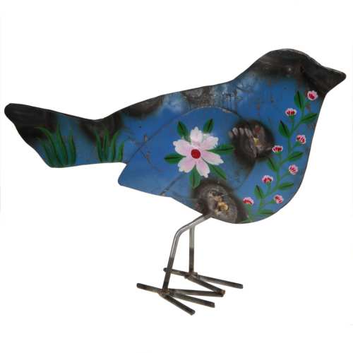 Song bird garden statue/ornament recycled oil drum handmade Fair Trade 27x20x7cm