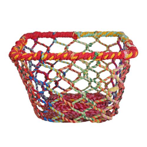 Square basket recycled material, multicoloured 27cm