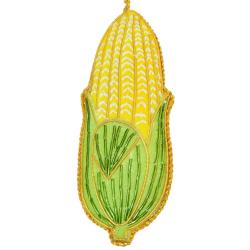 Hanging decoration, embroidered velvet, corn on the cob