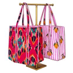 Tote Shopper Bag Quilted Recycled Cotton Assorted Reds/Pinks