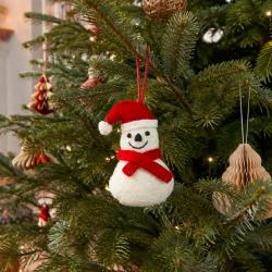 Hanging Decoration Handcrafted Felt Snowman + Hat 3 x 9cm
