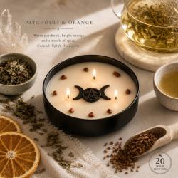 Candle with Gemstone Esoteric Good Fortune, Patchouli + Orange 200g