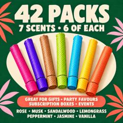 Scented incense tubes set of 42, 7 difference scents