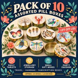 Wildlife themed pill boxes, set of 10