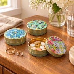 Floral themed pill boxes, set of 10