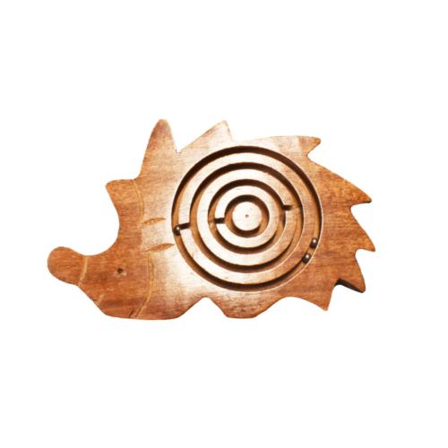 Ball in a Maze Game Wood Hedgehog