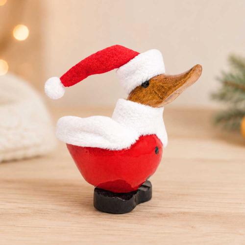 Duck Sitting Santa Bamboo Root 12cm