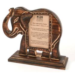 Frame hand carved eco mango wood elephant shape 4x6inch photo