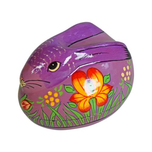 Trinket box papier maché rabbit lilac 8.5 x 6.5 x 6.5cm