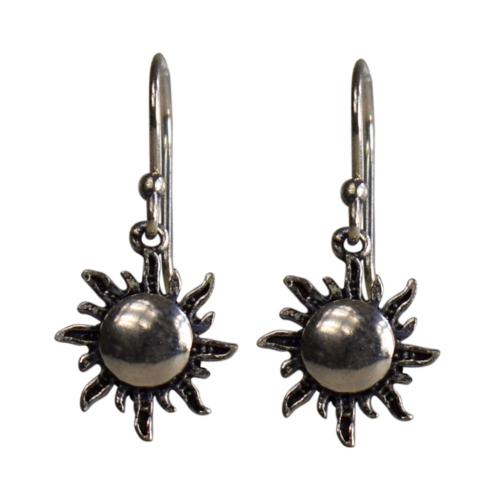 Earrings, silver colour, Sun