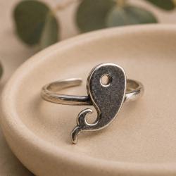 Ring, silver colour, Whale