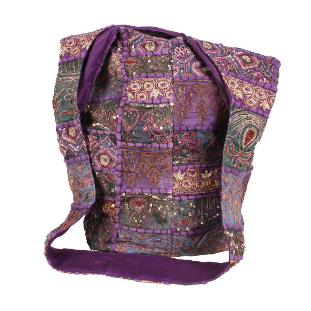 Cross body bag recycled sari purple