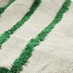 Throw/bedspread, recycled cotton, green tufted stripes